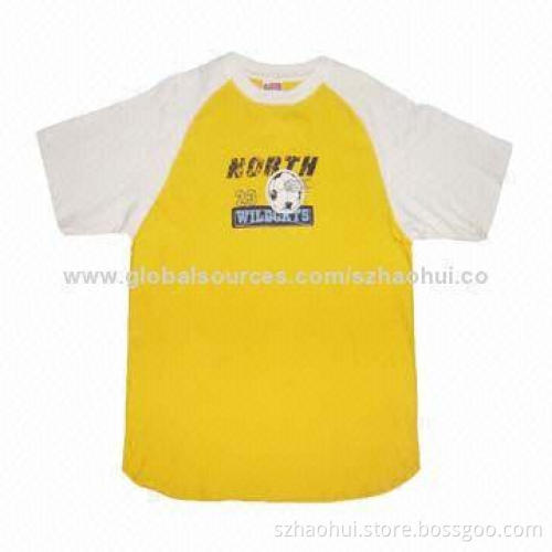 Men's Printed T-shirt with Raglan Sleeves, Made of 100% Cotton Single Jersey, 180g